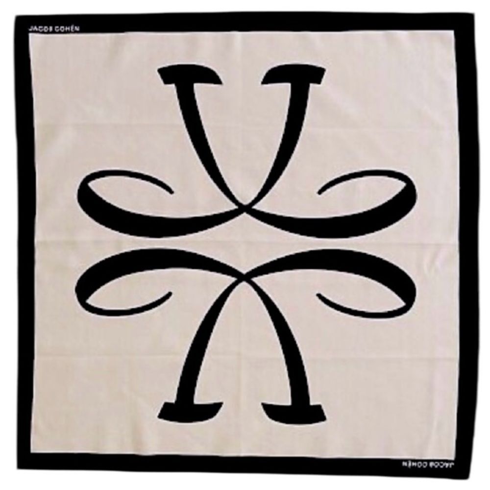 Jacob Cohen Tan and Black Scarf 21” X 21” Vintage!!
